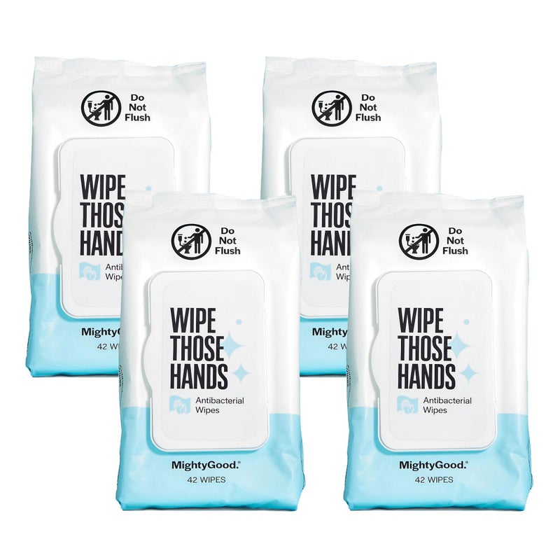 MightyGood Wipe Those Hands 168 Count Alcohol Free Wipes 4 count 42 wipes each Fragrance Free Hand Wipe